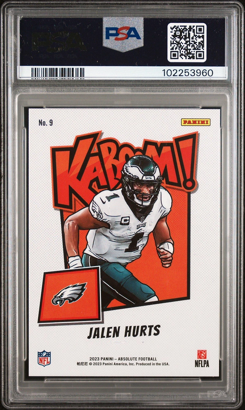 2023 Panini Absolute Kaboom! Horizontal 9 Jalen Hurts PSA 9