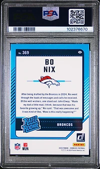 2024 Panini Donruss 369 Bo Nix Press Proof Green PSA 9
