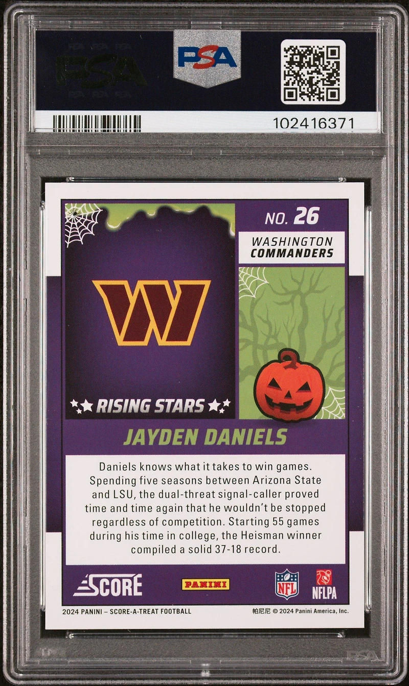 2024 Panini Score-a-treat Rising Stars 26 Jayden Daniels Bats PSA 10