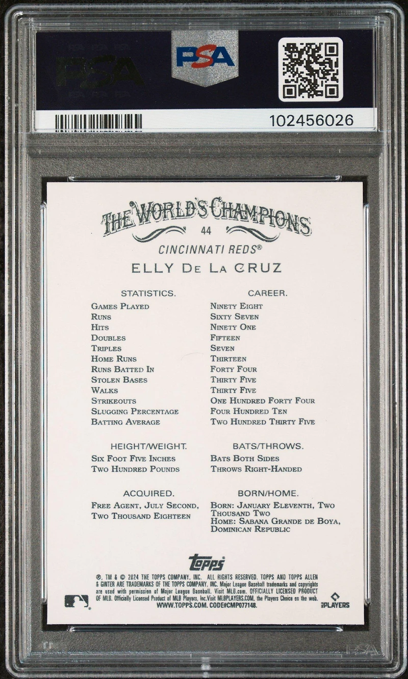 2024 Topps Allen & Ginter 44 Elly De La Cruz PSA 10