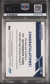 2023 Topps Chrome Formula 1 Chrome Autographs Cacob Oliver Bearman Green Refractor PSA 9