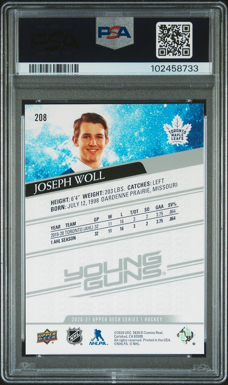 2020 Upper Deck 208 Joseph Woll PSA