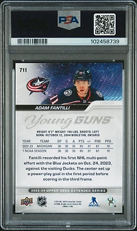 2023 Upper Deck 711 Adam Fantilli Outburst PSA 8