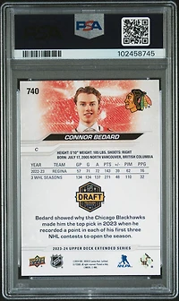 2023 Upper Deck 740 Connor Bedard Deluxe PSA 8