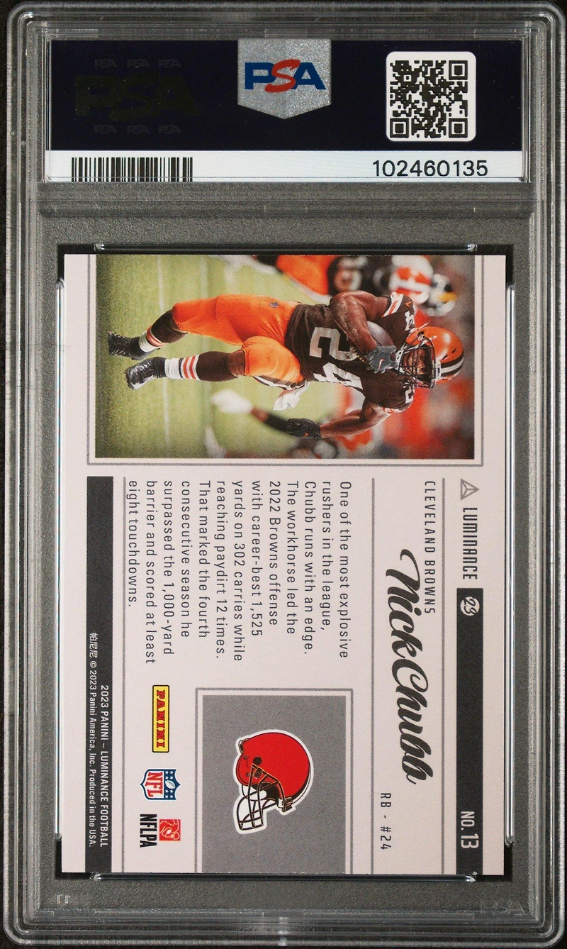 2023 Panini Luminance Vestige 13 Nick Chubb PSA 10