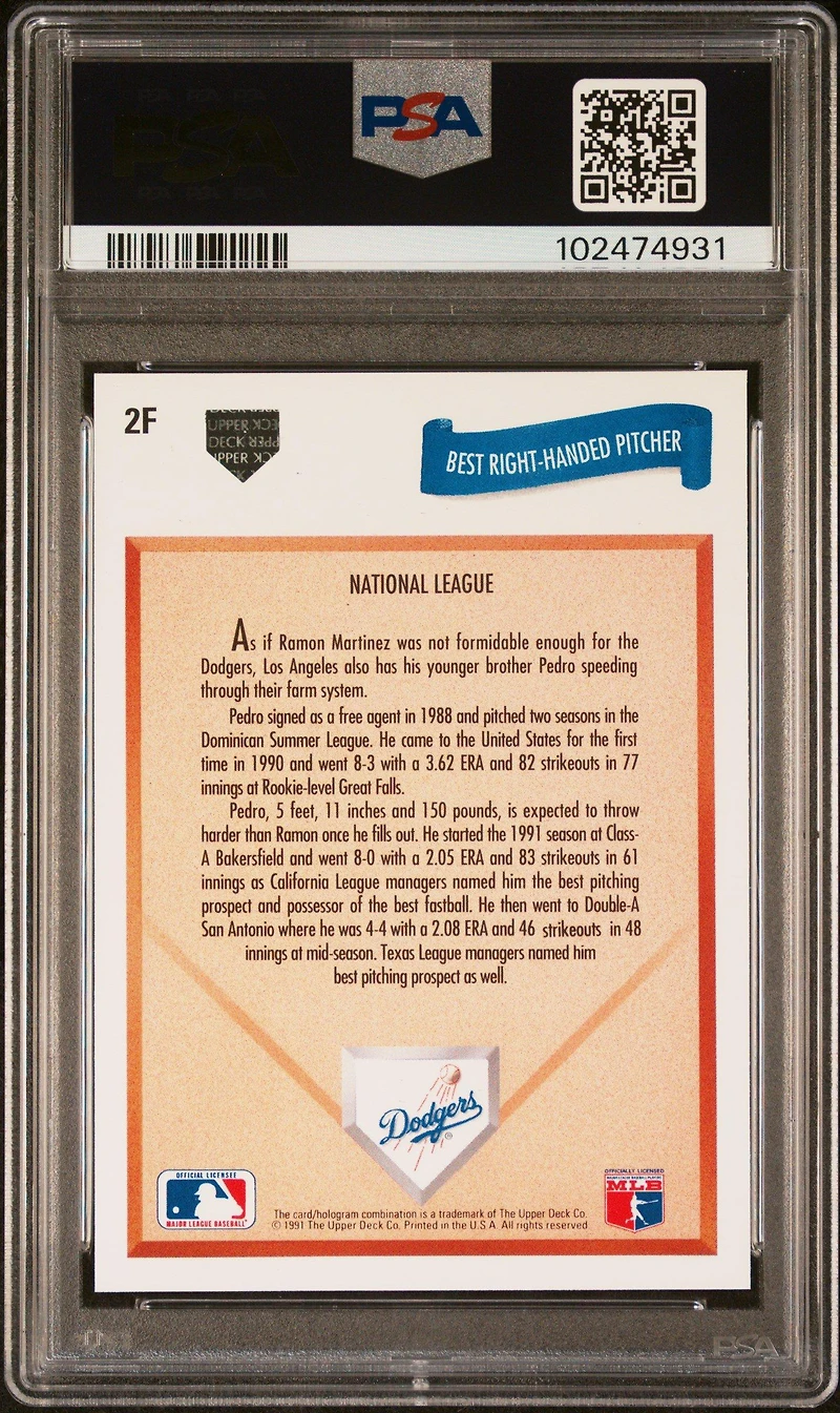 1991 Upper Deck Final Edition 2f Pedro Martinez PSA 10