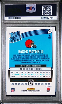 2018 Panini Donruss Optic 153 Baker Mayfield Red/yellow PSA 10