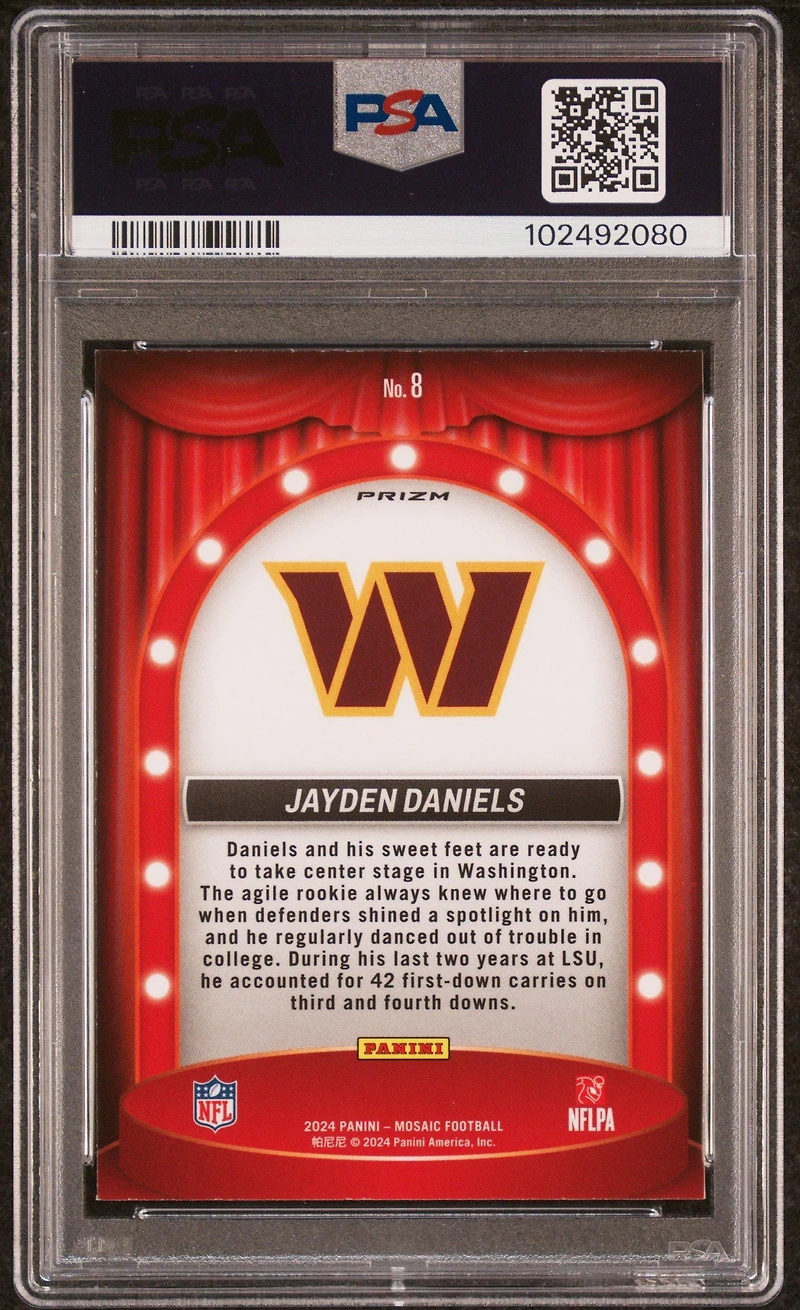 2024 Panini Mosaic Center Stage 8 Jayden Daniels PSA 9