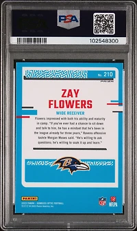 2023 Panini Donruss Optic 210 Zay Flowers Blue Scope PSA 10