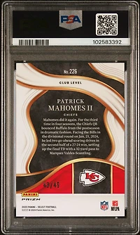 2023 Panini Select 226 Patrick Mahomes Ii Red Disco Prizm PSA 10