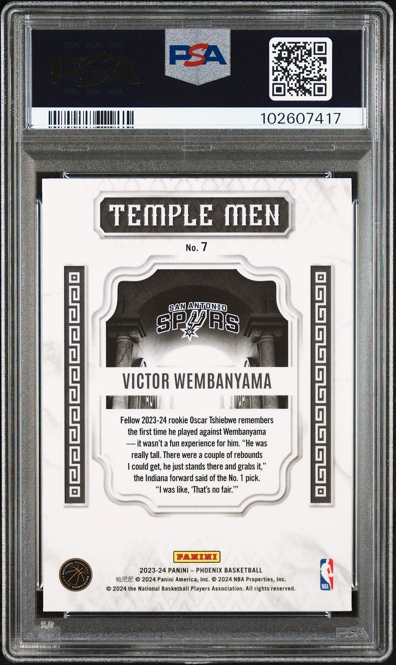2023 Panini Phoenix Temple Men 7 Victor Wembanyama Silver PSA 9
