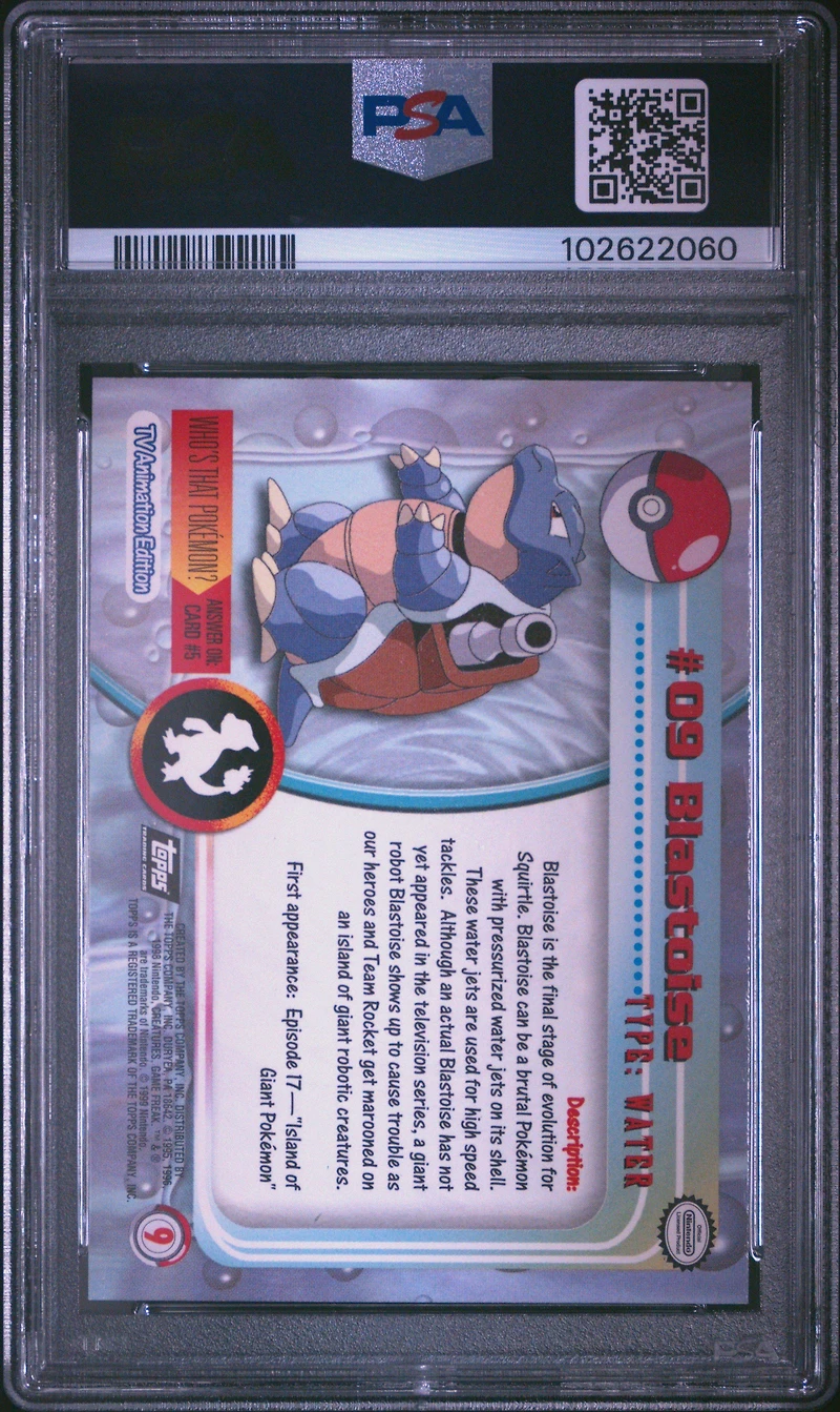 1999 Topps Pokemon Tv 9 Blastoise Foil PSA 9