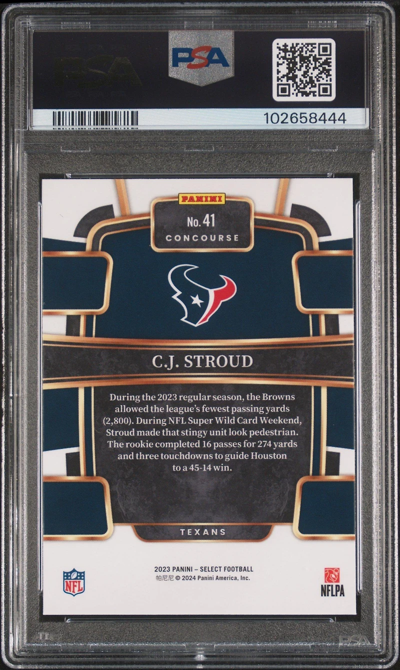 2023 Panini Select 41 Cj Stroud PSA 10