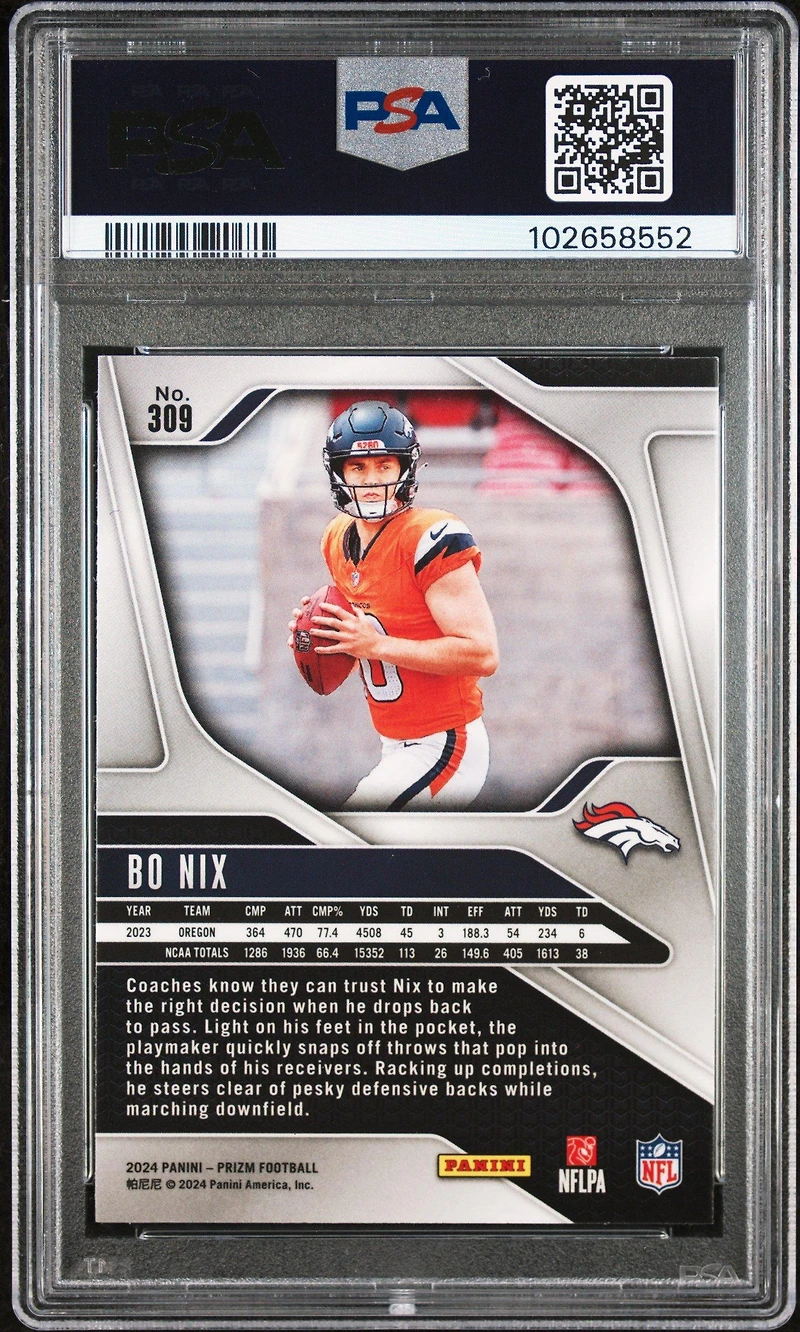 2024 Panini Prizm 309 Bo Nix PSA