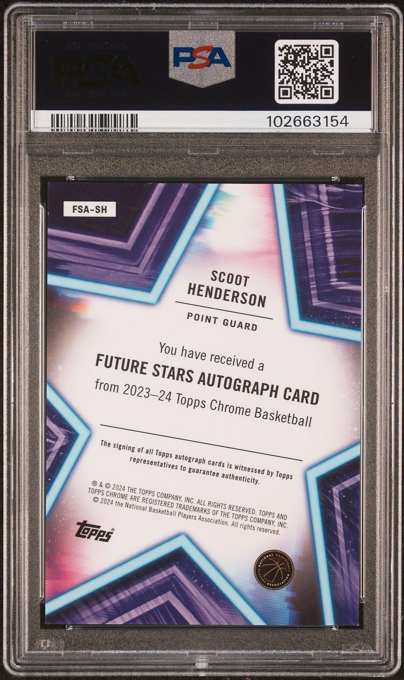 2023 Topps Chrome Future Stars Autographs Fsash Scoot Henderson PSA 9