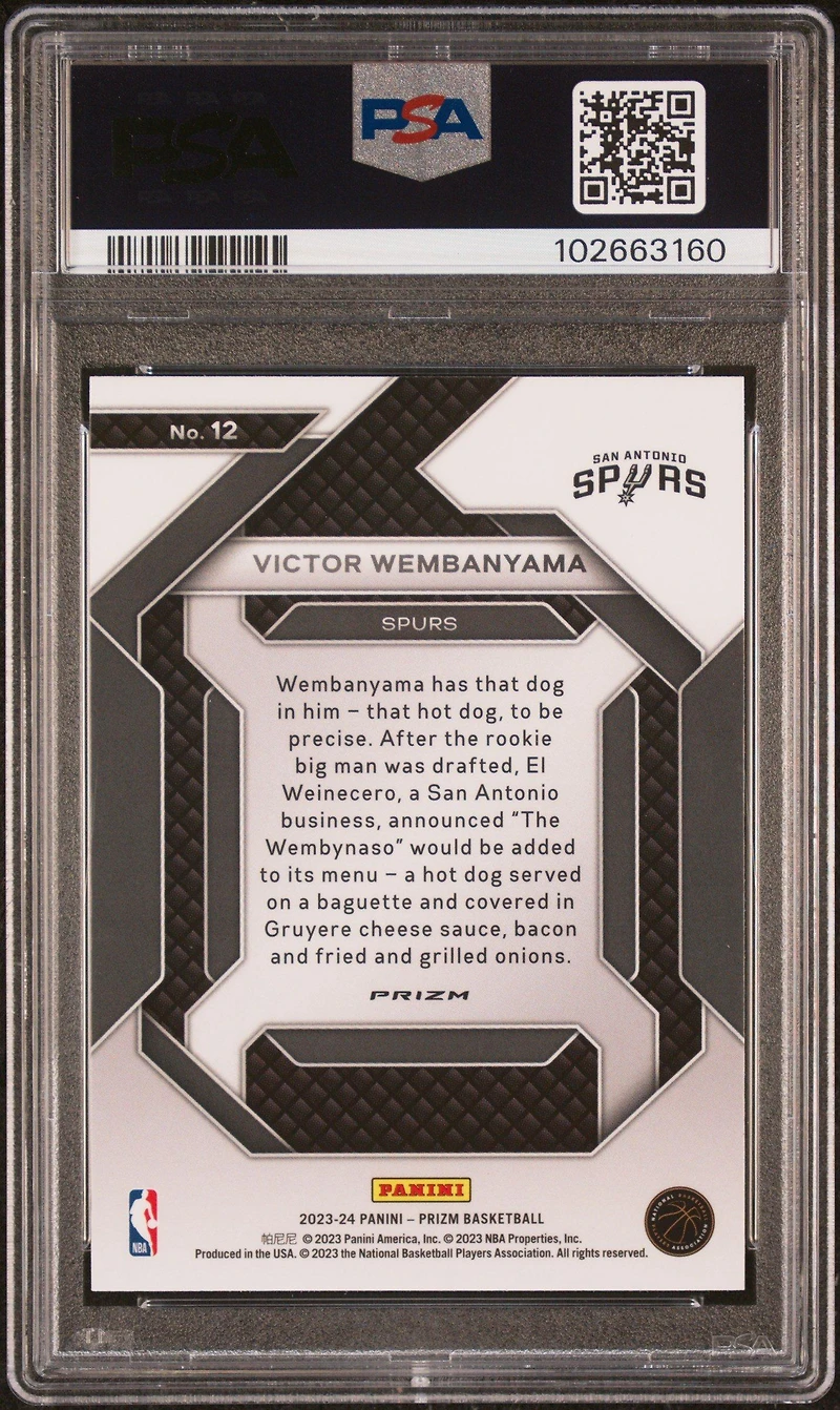 2023 Panini Prizm Emergent 12 Victor Wembanyama Silver Prizm PSA