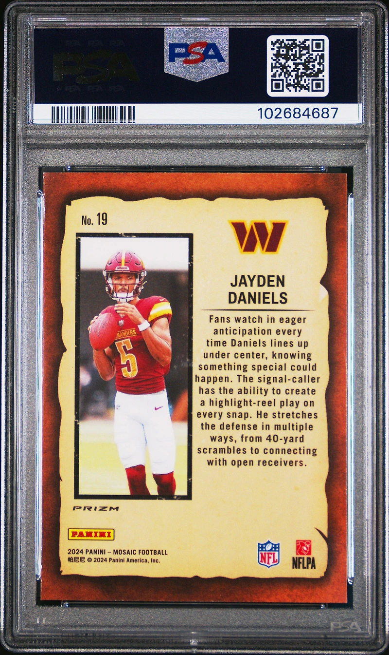 2024 Panini Mosaic Notoriety 19 Jayden Daniels PSA 10