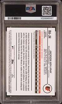 2024 Topps Chrome Update Chrome Rookie Autographs Rajh Jackson Holliday Aqua/blue Lava Lamp PSA 10