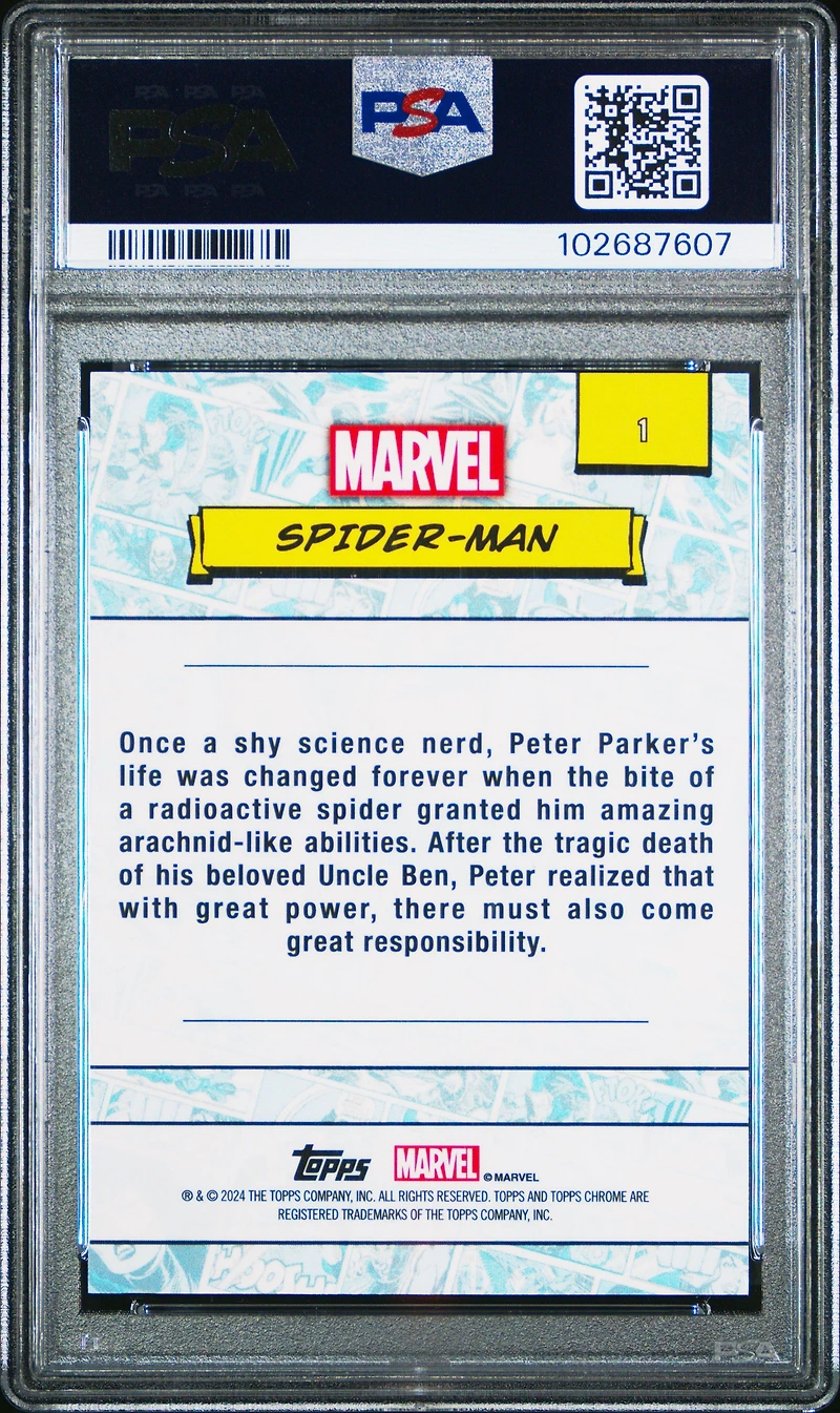 2024 Topps Chrome Marvel Sapphire Edition 1 Spider-man PSA 9