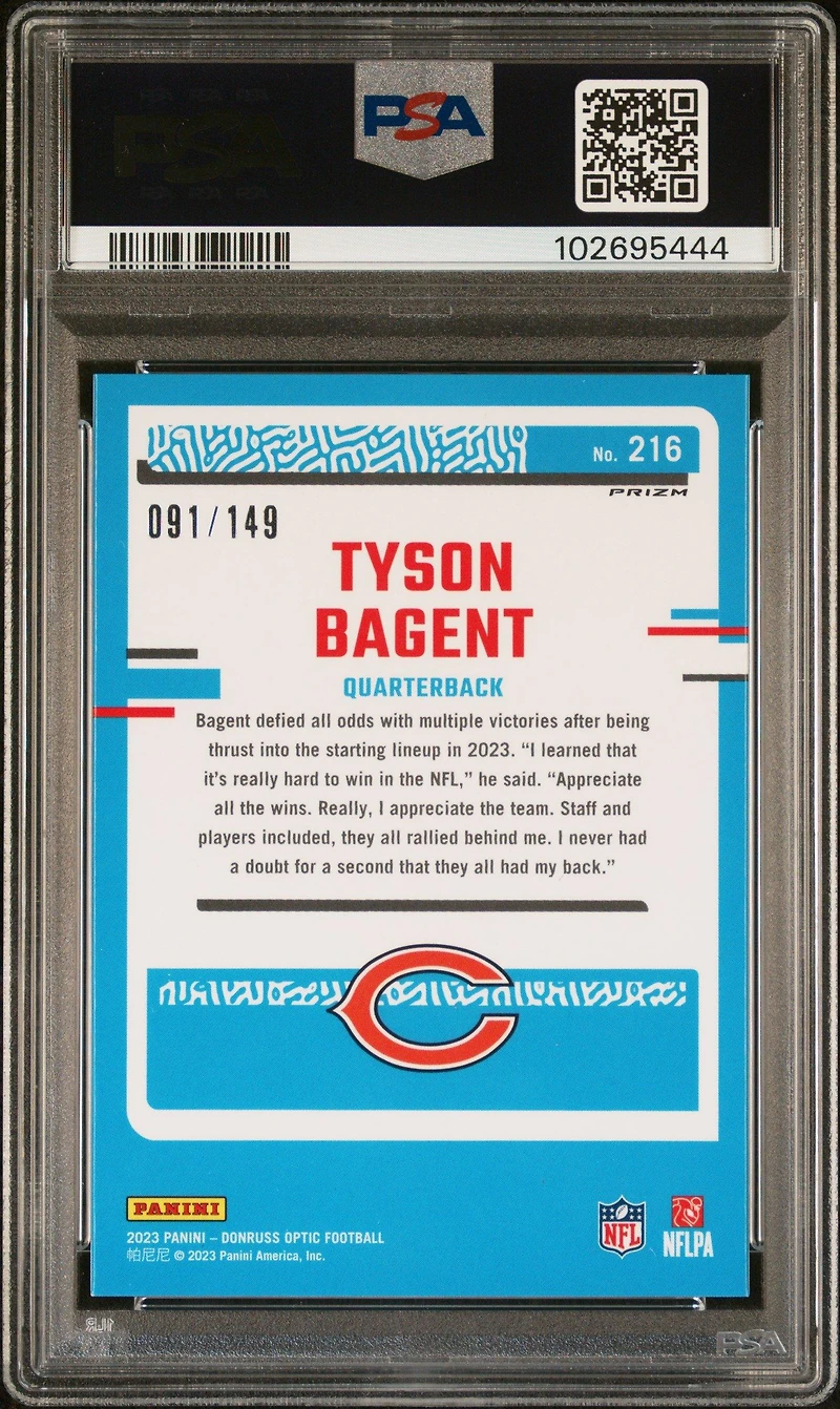2023 Panini Donruss Optic 216 Tyson Bagent Flex PSA 10