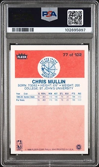 1986 Fleer 77 Chris Mullin PSA 8
