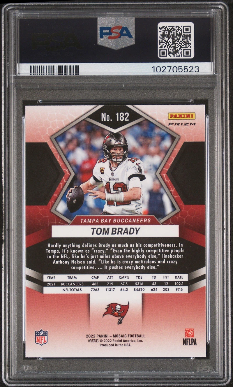 2022 Panini Mosaic 182 Tom Brady Camo Pink PSA 10