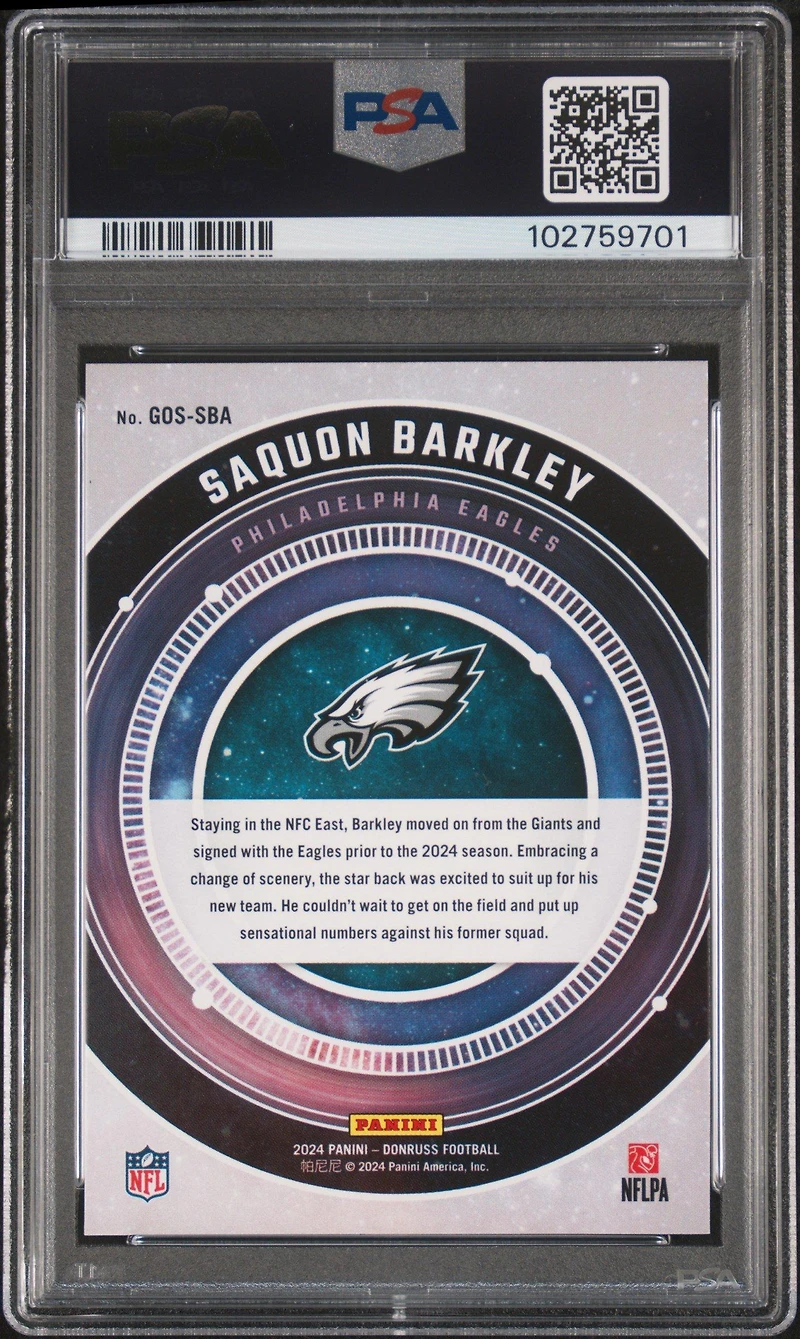 2024 Panini Donruss Galaxy Of Stars Gossba Saquon Barkley PSA 10