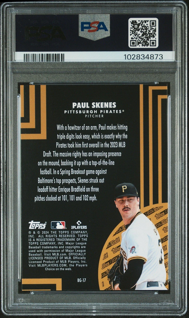 2024 Topps Update Topps Black Gold Bg17 Paul Skenes PSA 10