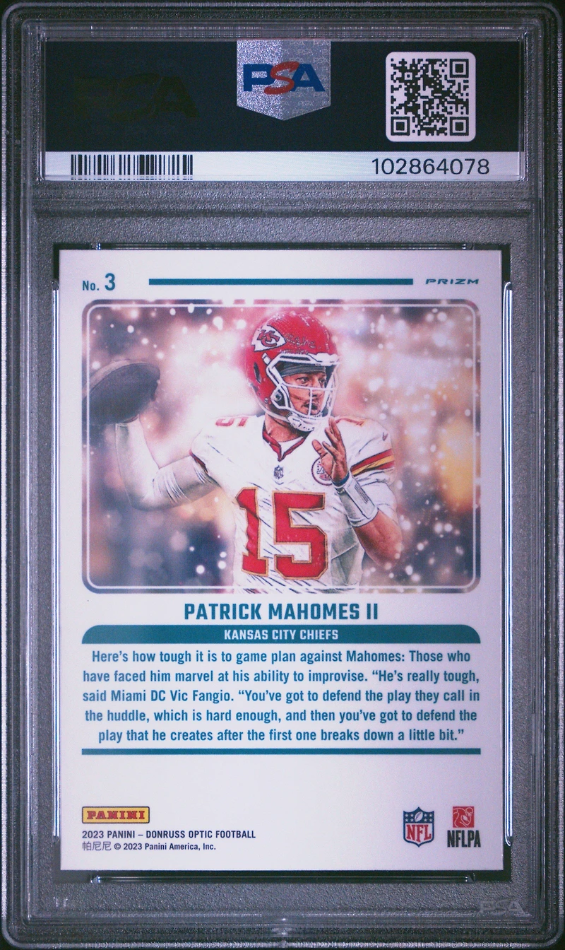 2023 Panini Donruss Optic Mythical 3 Patrick Mahomes Ii PSA 9