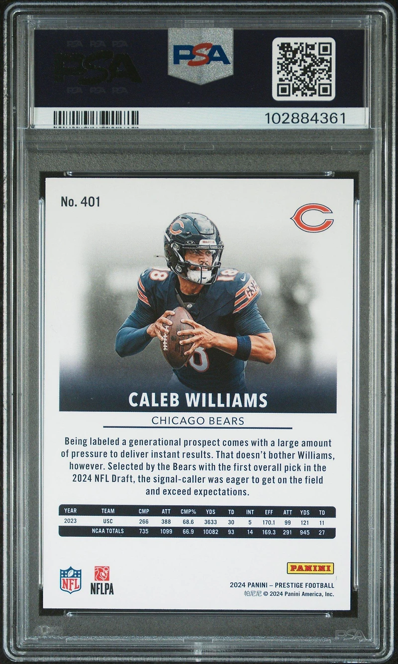 2024 Panini Prestige 401 Caleb Williams PSA 10