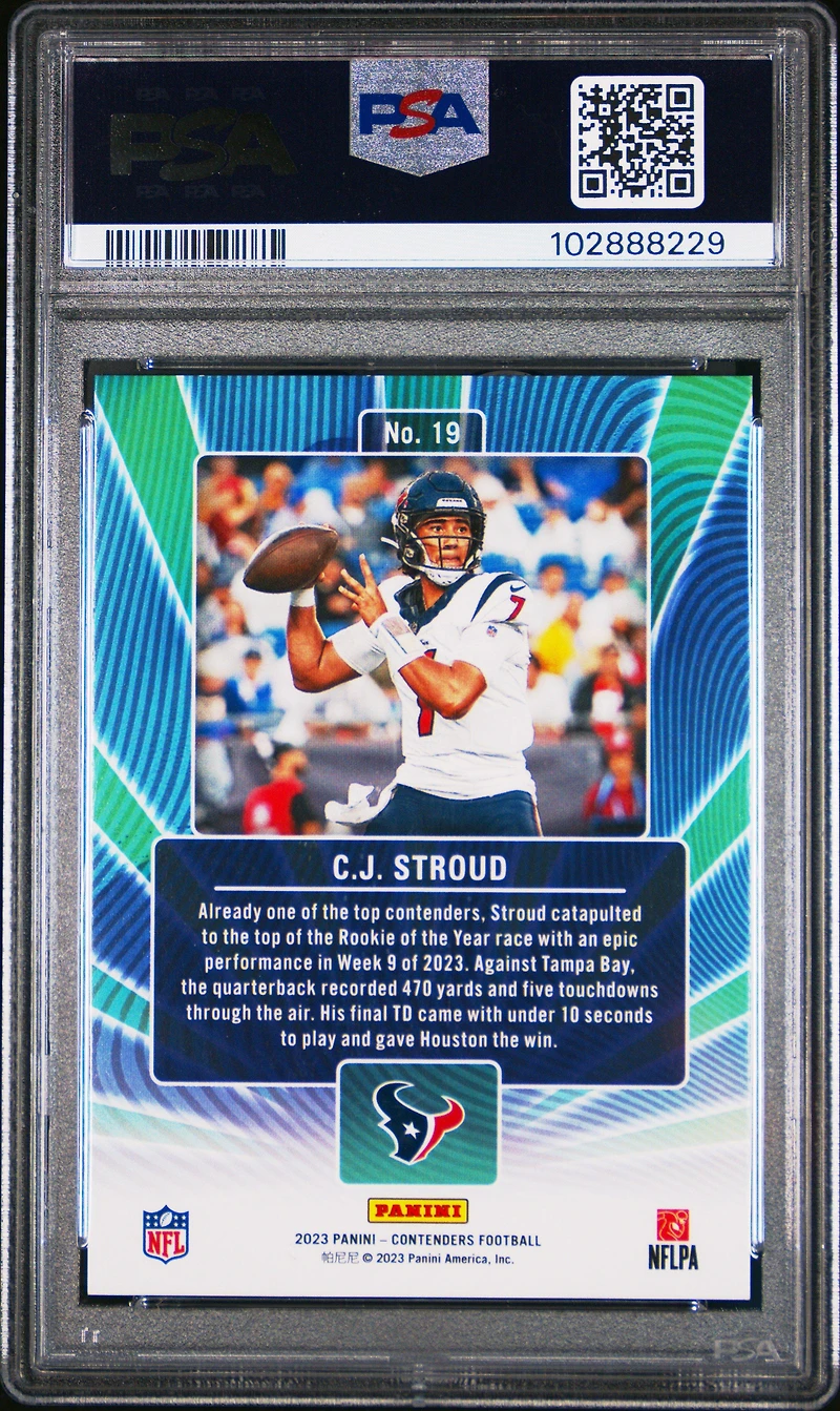 2023 Panini Contenders Winning Ticket 19 Cj Stroud Silver PSA 9