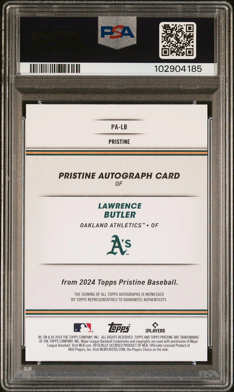 2024 Topps Pristine Pristine Autographs Palb Lawrence Butler Purple Pristine PSA 9
