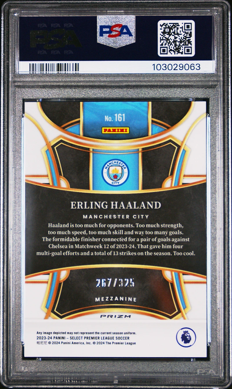 2023-24 Panini Select Premier League 161 Erling Haaland Pink Mojo PSA 10