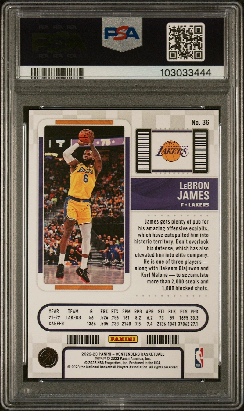 2022 Panini Contenders 36 Lebron James Playoff PSA 10