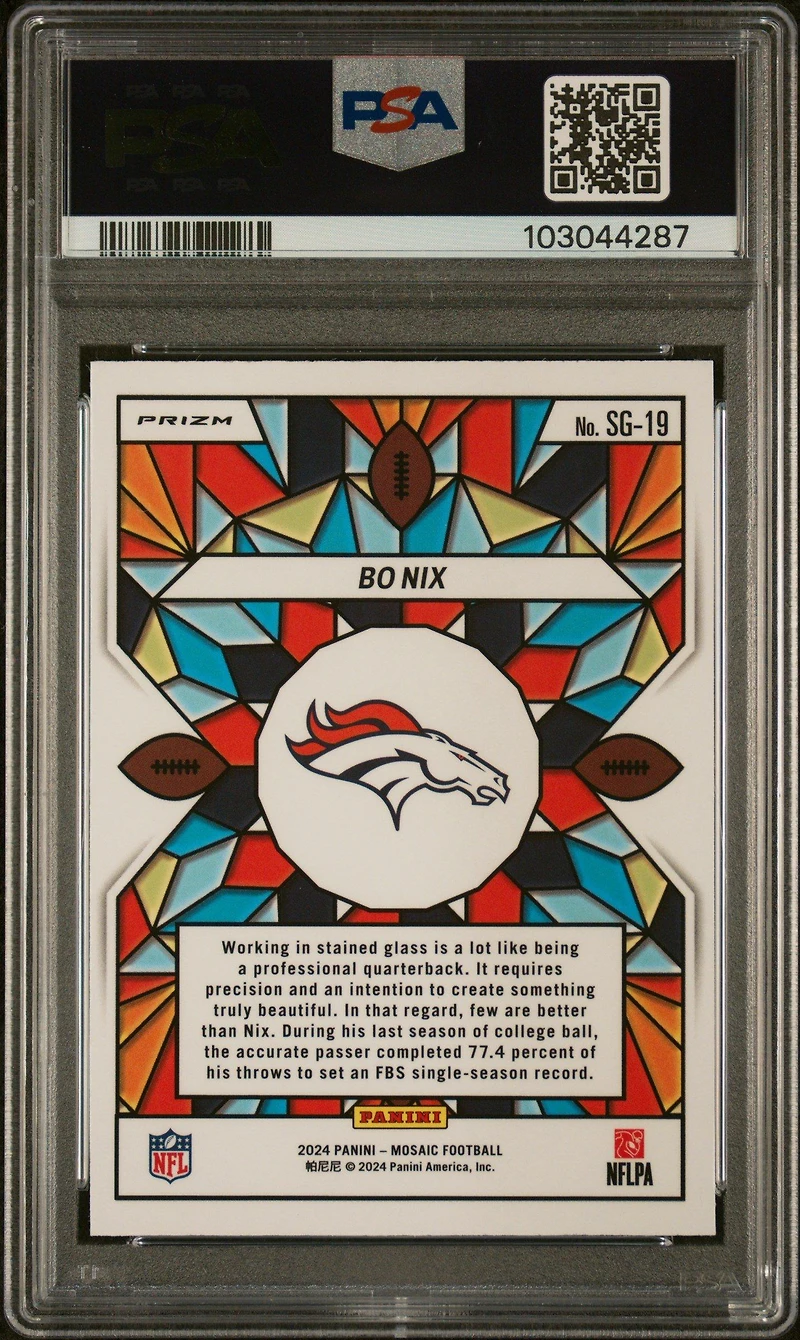 2024 Panini Mosaic Stained Glass Sg19 Bo Nix PSA 9
