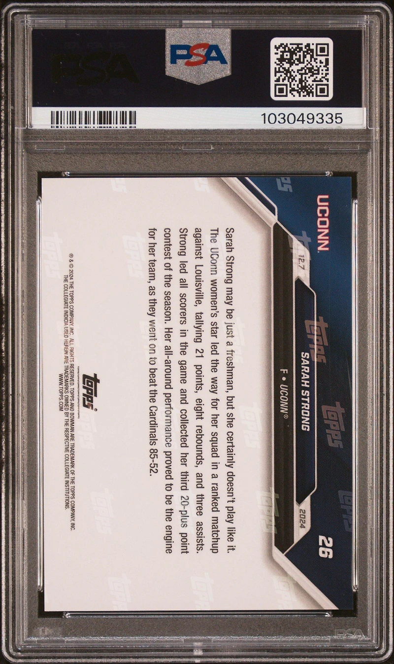 2024 Bowman U Now 26 Sarah Strong PSA 10