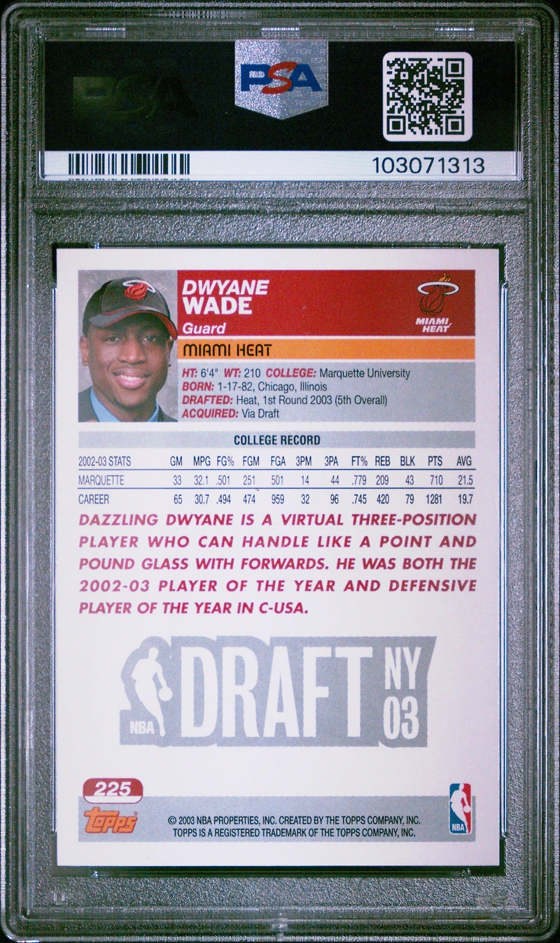 2003 Topps 225 Dwyane Wade PSA