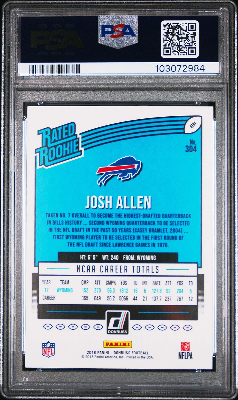 2018 Panini Donruss 304 Josh Allen PSA