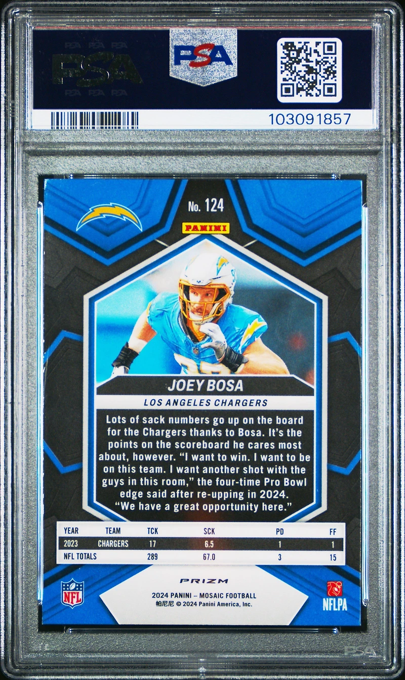2024 Panini Mosaic 124 Joey Bosa Honeycomb PSA 9