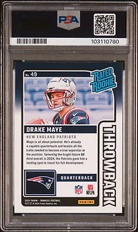 2024 Panini Donruss Rated Rookies Throwback 49 Drake Maye PSA 9