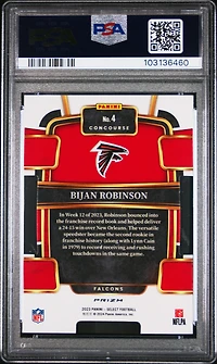 2023 Panini Select 4 Bijan Robinson Die-cut Silver Prizm PSA 10