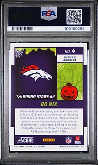 2024 Panini Score-a-treat Rising Stars 4 Bo Nix Bats PSA 10