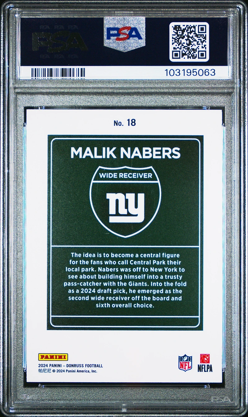 2024 Panini Donruss Downtown! 18 Malik Nabers PSA