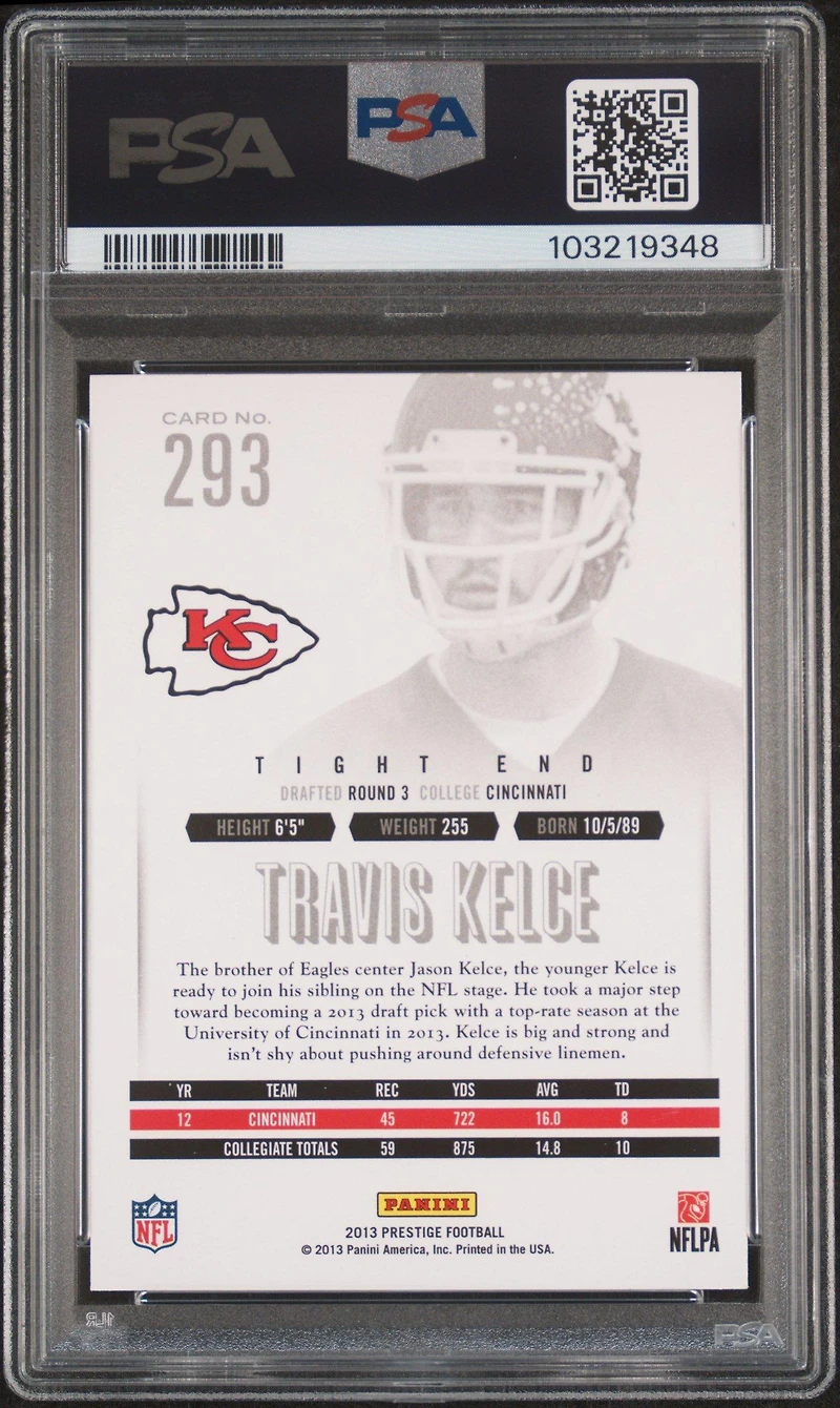 2013 Panini Prestige 293 Travis Kelce PSA