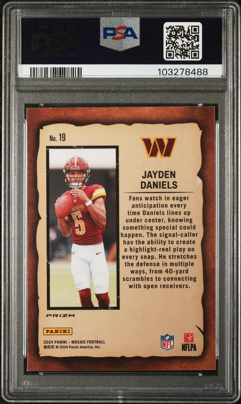 2024 Panini Mosaic Notoriety 19 Jayden Daniels PSA 10