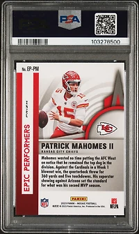 2023 Panini Mosaic Epic Performers Eppm Patrick Mahomes Ii Green PSA 10