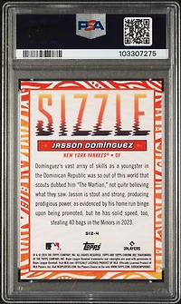2024 Topps Chrome Update Sizzle Siz4 Jasson Dominguez PSA 10