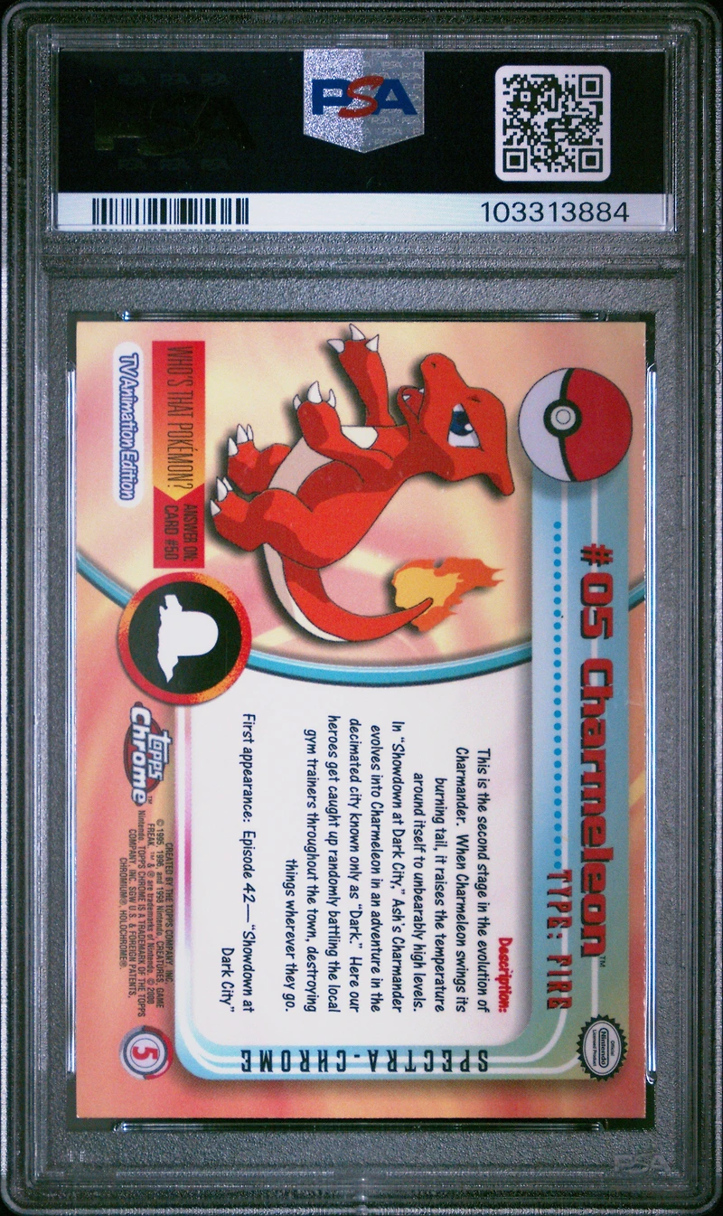 2000 Topps Chrome Pokemon T.v. 5 Charmeleon Spectra PSA 9