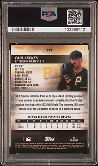 2024 Topps Stadium Club 237 Paul Skenes Chrome PSA 10