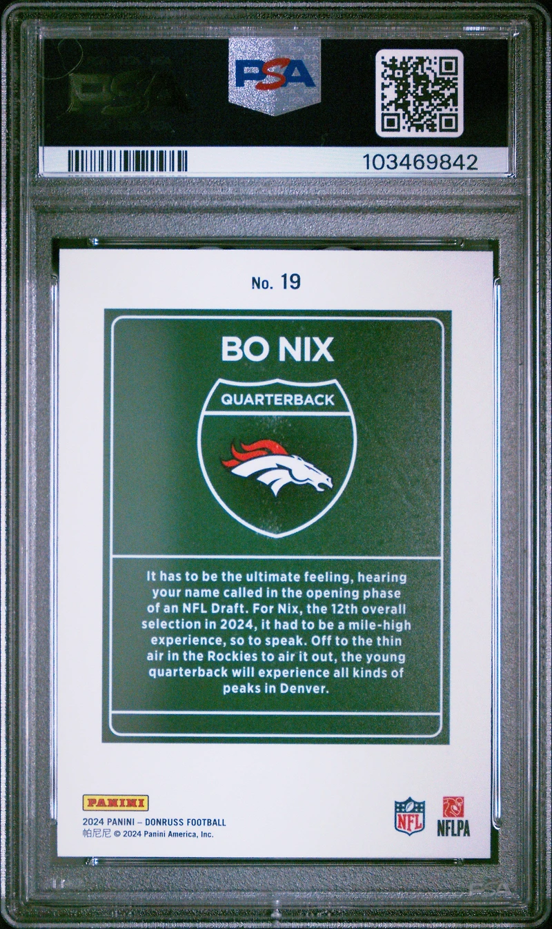 2024 Panini Donruss Downtown! 19 Bo Nix PSA